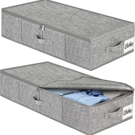 Faltbare Staubdichte Aufbewahrungsbox mit Deckel Organizer für Kleidung Bettwäsche Decken Grau 85x40x12 cm (1/5)