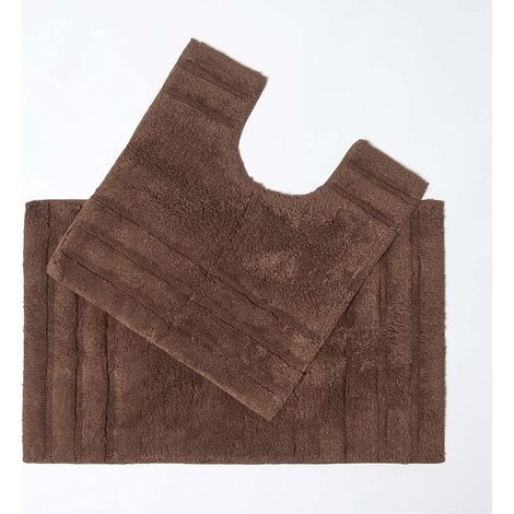 HOMESCAPES Badematten Set 2tlg Spa Surpreme Braun (1/2)