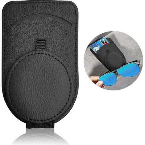 Green Mobility-Clip Cintre de Lunettes pour Voiture VisièRe De Voiture Universelle Porte-Lunette Carte de Ticket Porte-Lunettes Support de lunettes en cuir pour voiture Etui à Lunettes Voiture Visière (1/5)