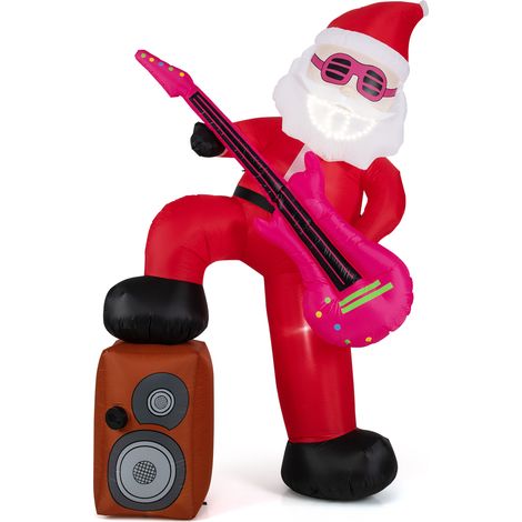 CASART Inflatable Santa Claus Pre-lit Xmas Santa Playing Guitar w/Music (1/4)