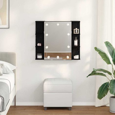 Spiegelschrank mit Regal Schwarz Eichen-Optik 70 x 16,5 x 60 cm