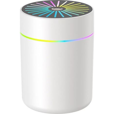 Kleiner, tragbarer Luftbefeuchter mit farbigem LED-Nachtlicht, persönlicher USB-Tischluftbefeuchter, weiß (1/4)