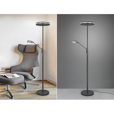 Großer LED Deckenfluter FRANKLIN mit Lesearm, Höhe 181cm, Anthrazit (1/5)