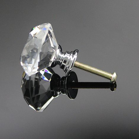 Set mit 8 Kristall-Türknöpfen, diamantförmigen Möbelgriffen, diamantförmigen Griffknöpfen für Schränke, Schubladen, Küchenknöpfen – 30 mm