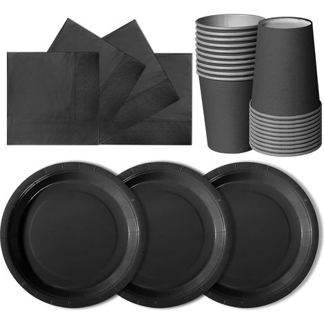 72 Pièces Vaisselle En Papier, Assiettes 18cm, Gobelets 266ml, Serviettes 16,5cm, Pour Anniversaire Enfants (1/5)