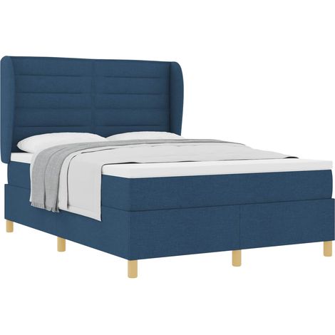 Maison Exclusive - Lit à ressorts avec matelas Bleu 190 x 140 cm tissu (1/5)