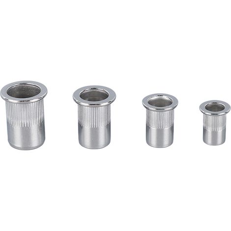 Lot de 120 inserts filetés M6 M8 M10 M12 en inox 304, écrous à riveter tête plate moletés, kit de fixation (1/5)
