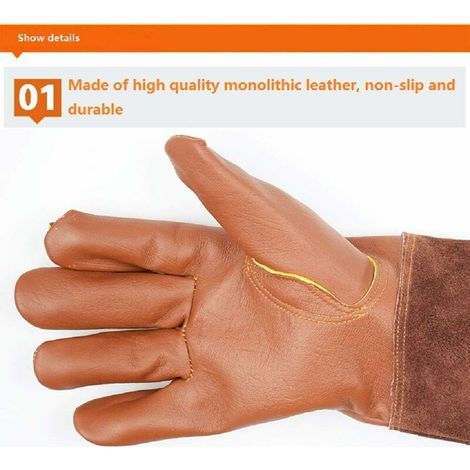 MINE Gants de protection en cuir, Gants de travail de jardinage résistants aux coupures pour la construction, Gants de sécurité de réparation, S B