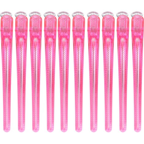 10 pinces de coiffage antidérapantes pour salon, clips bec de canard portables, outils de coiffure rouge rosé (1/5)