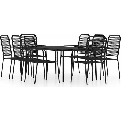 Maison Exclusive - Set da Pranzo per Giardino 9 pz con Cuscini Nero (1/5)
