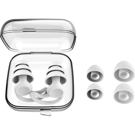 2 paires Bouchons d'oreilles antibruit, atténuation 40 dB, en silicone souple, réutilisables et lavables, pour sommeil, travail, voyages et concerts (1/2)