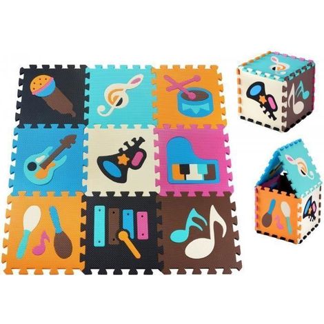 Tapis puzzle bébé en mousse EVA - Instruments musique - 9 pièces - 90 x 90 x 1 cm