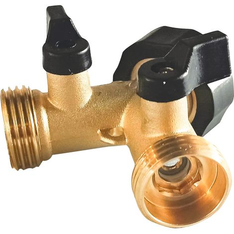 Robinet à tournant sphérique laiton 2 et 3 voies pour jardin, vanne de dérivation Y robuste pour système d'arrosage et lavage