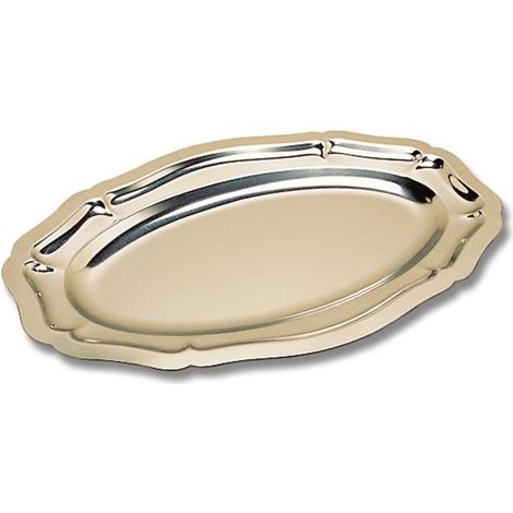 1 plat  500 x 325 mm, ovale, en acier inoxydable 18 % poli-glace, pour service à table et présentation gastronomique