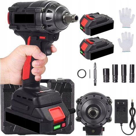 POTENTE LLAVE DE IMPACTO INALÁMBRICA SIN ESCOBILLAS CON ILUMINACIÓN LED, 21 V, 520 N·m + 2 BATERÍAS