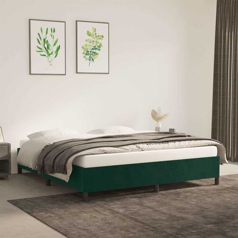 Estructura cama sin colchón terciopelo verde oscuro 180x200 cm (1/5)