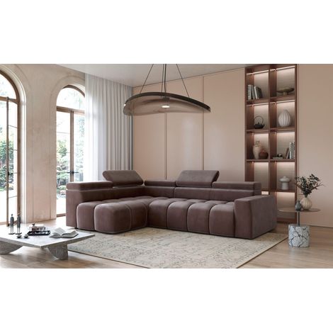 Ecksofa Designersofa DARCY in Stoff Salvador Braun Ottomane Links (1/5)