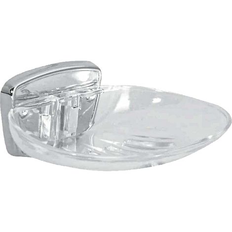 tecuro Seifenschale mit Ablaufschlitz - verchromt / transparent (1/3)