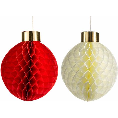 Lot de 6 boules de Noël en papier alvéolé, 40x40x45,5 cm