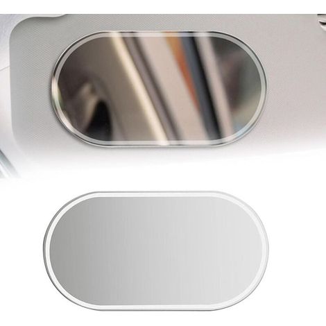 Miroir de Courtoisie pour Pare-Soleil de Voiture, Miroir Maquillage Intégral en Acier Inoxydable 15x8 cm, Accessoire Auto Universel (1/4)