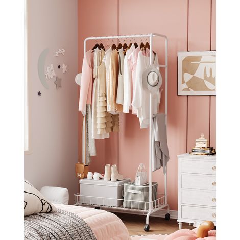 Portant à vêtements,Portemanteau, 60x35x155C,Penderie, Organisateur, en métal, avec étagère de Rangement, Charge 55 kg, Montage Facile, Blanc (1/5)