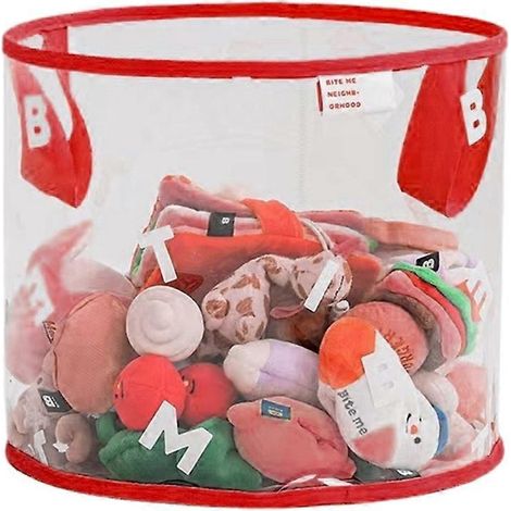Grand coffre de rangement pour jouets enfants, panier avec poignée, motif princesse pour filles, rouge taille L. (1/4)