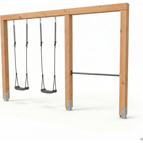 EXIT Linea Massiv 140 doppelte Holzschaukel mit Reckstange (1/5)