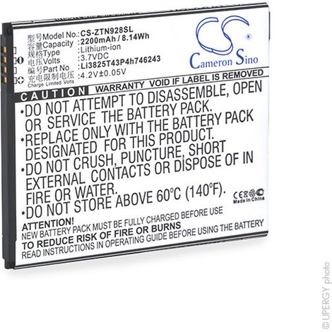 NX - Batterie téléphone, smartphone, GSM pour ZTE 3.7V 2200mAh - LI3825T43P4H746243LI38 (1/3)