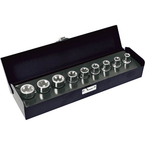 9 tlg. Stecknuss Set, 1/2", 10-24mm CrV, Innensechsrund (1/4)