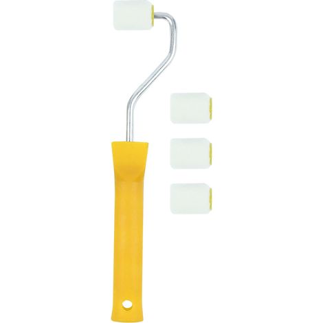 Rouleau Peinture Kit,Mini Rouleau à Peinture Rouleaux Laqueur Muraux en Rouleaux,Décoration Murale et Plafonds,1 Manche en plastique(20 cm) et 4 Têtes de brosse Petit(2,5 cm) (1/5)