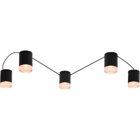 Plafonnier LOOPLAB G9 5x MAX 28W métal noir, acrylique transparent L: 230cm H: 13cm Ø9cm dimmable (1/5)