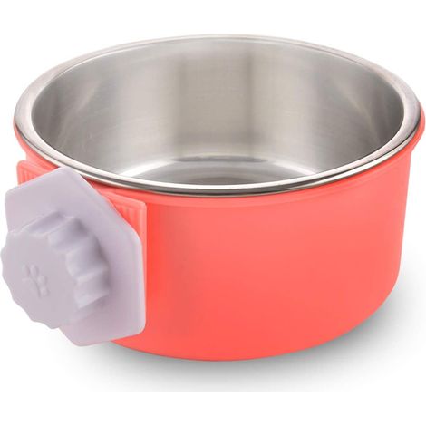 Gamelle amovible en acier inoxydable pour chien de cage, avec gamelle pour eau et nourriture. (1/5)