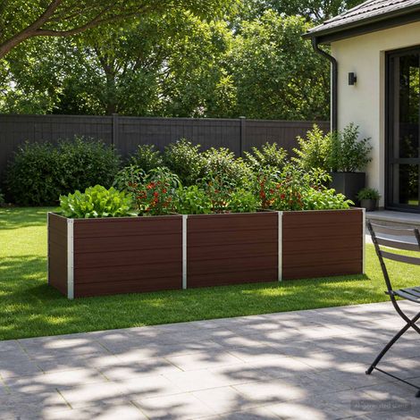 vidaXL Cama de Jardín Elevada Marrón 240 x 80 x 55 cm (1/5)