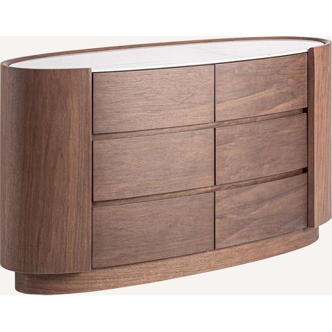 Commode contemporaine marron en bois vieilli et détails fer - Marron bois vieilli contemporain (1/5)
