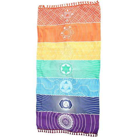 Serviette De Bain - Tapis De Yoga - Couverture Pour Suspension Murale - Motif Rayé Et Arc-En-Ciel - 150 X 70 Cm - 1 Pièce (1/2)