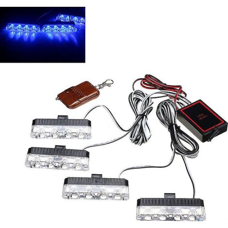 Barre lumineuse stroboscopique d'urgence à DEL pour pare-brise de camion, 3 modes d'avertissement et de signalisation routière - Bleu (1/5)