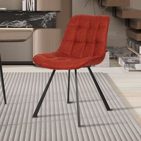 Chaise de salle Ă manger en tissu rouge BARIA (lot de 2) (1/5)