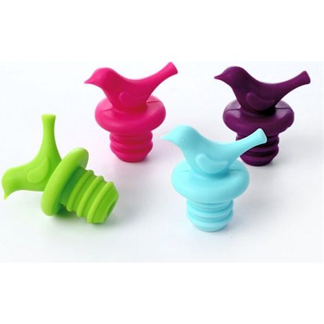 Tapón para vino，Tapón para vino Vogel，Paquete de 4，Tapón para botella，Tapón de vacío para vino，Tapones de silicona，Verde/Morado/Rojo/Azul (1/3)