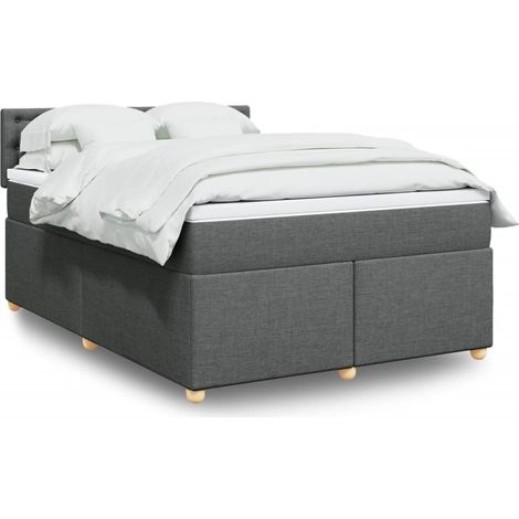 Boxspringbett mit Matratze Dunkelgrau 140x200 cm Stoff (1/5)