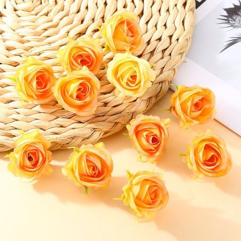 Paquete de 11 cabezas de rosas artificiales，Flores de seda / Flores artificiales，Ideales para coronas caseras，accesorios florales para el cabello (1/5)
