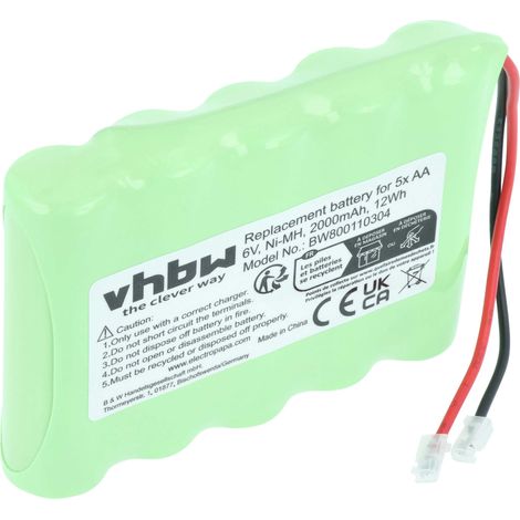vhbw Batería (pack de 5x AA Mignon) para diversos dispositivos (2000 mAh, 6 V, NiMH)