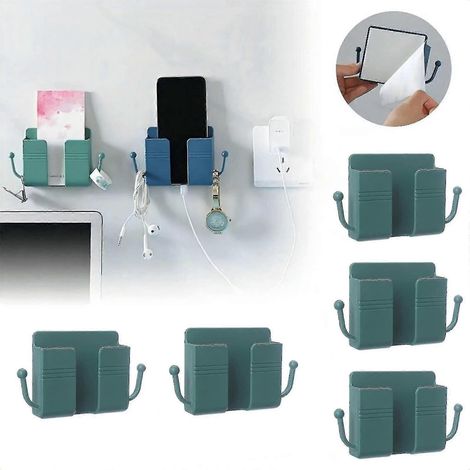 Lot de 5 supports muraux pour téléphone portable avec télécommande, support mural pour téléphone portable pour chambre à coucher-Green (1/4)