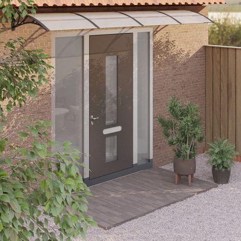 Auvent de porte Store extérieur Marquise Brise-soleil Noir et transparent 400x80 cm Polycarbonate XRYJX937161 (1/5)