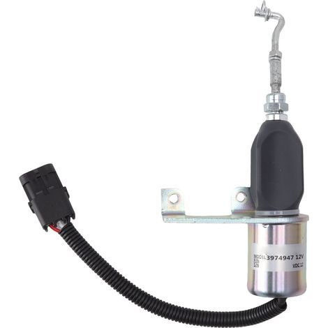 Electrovanne d'arrêt de carburant, DC12V 55mm distance de trou vanne d'arrêt de moteur vanne d'arrêt de moteur d'excavateur arrêt électrique de flamme accessoires de remplacement (1/5)