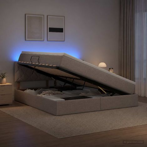 Letto con contenitore LED e materasso Tortora 160 x 200 cm vidaXL (1/5)