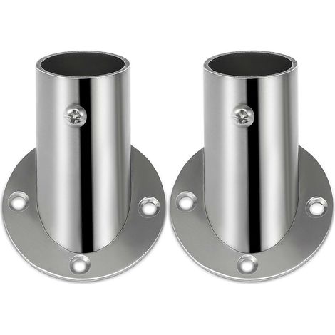 2 supports de douille réglables en acier inoxydable pour tringle de placard.-5.20X5.20X5.00CM-Silver