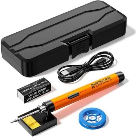 Kit de fer à souder sans fil - Fer à souder USB, 3 réglages de température ajustables (300°C à 450°C), support de fer à souder, fil à souder, pâte à souder (1/5)