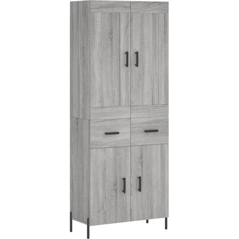 Aparador cajonera mueble almacenaje organizador cocina salón salón alto sonoma 695 x 34 x 180 cm madera de ingeniería gris 020035408