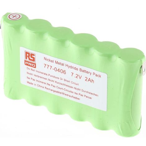 Bloc batterie rechargeable RS PRO 7.2V NiMH 2Ah AA x 6 ( Prix pour 1 )