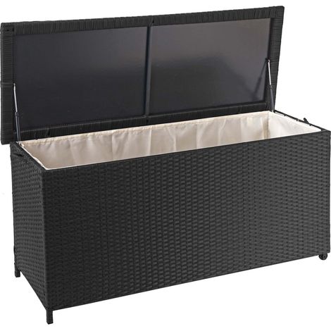 [NON UTILIZZATO] Baule contenitore esterno giardino HHG-570 polyrattan, Premium 63x135x52cm 320l nero